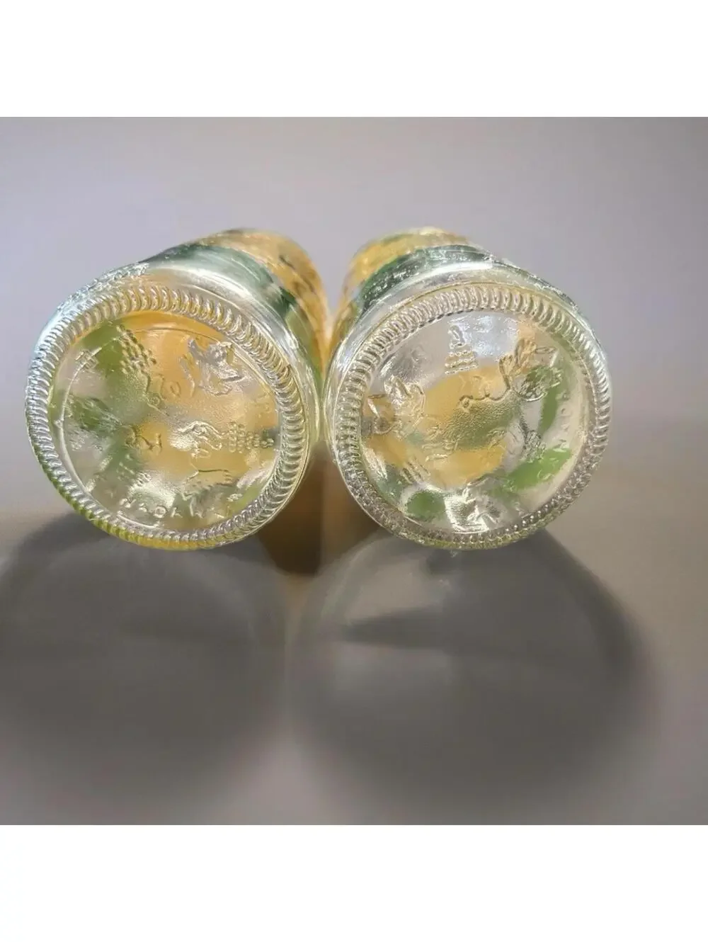 Vintage Sunflower Glass Bottles with Cute Garden Gnome Figurine